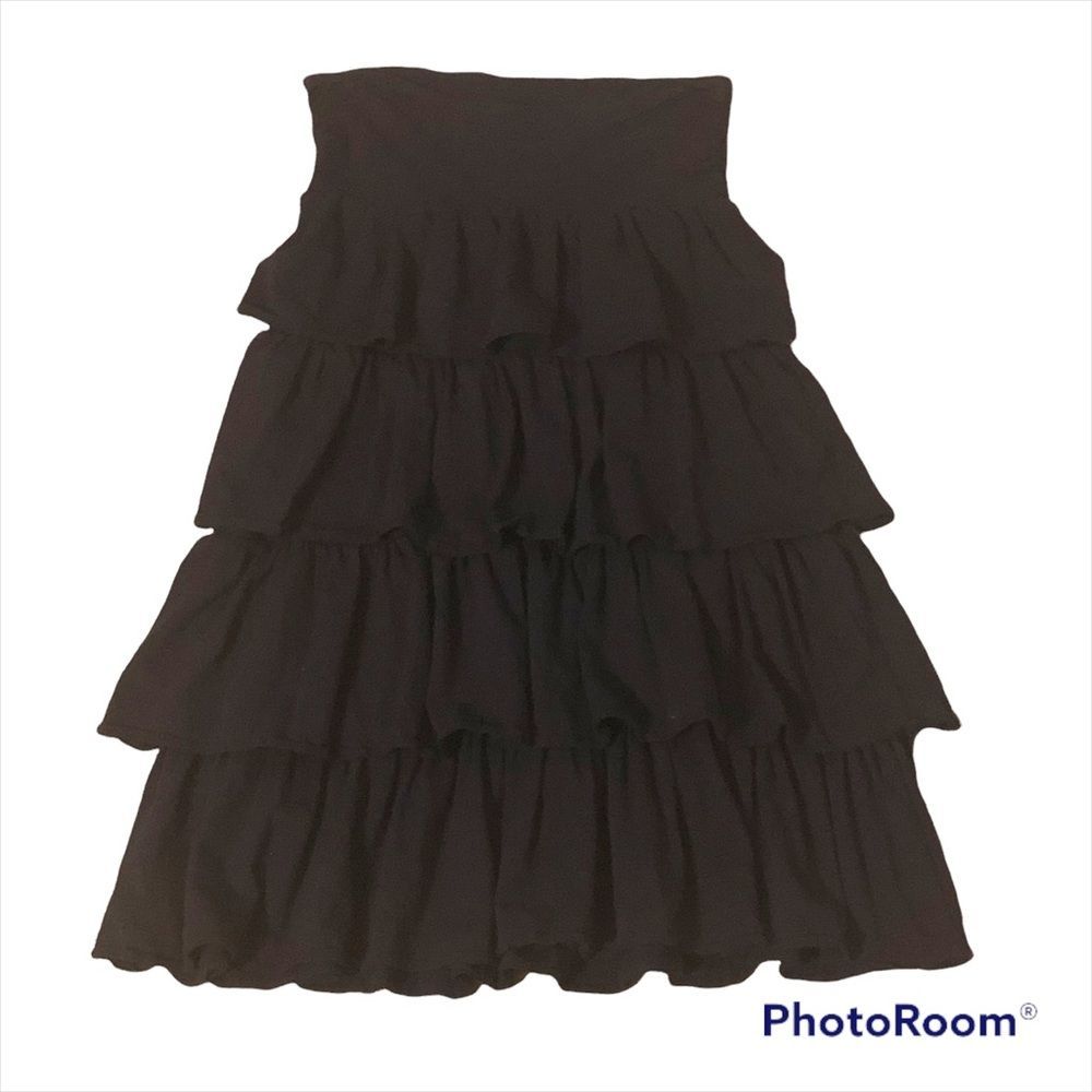 J. Crew Black Tiered Midi Skirt